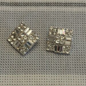 Silver Square Rhinestone Buttons, Rhinestone Jewelry Collection NWT